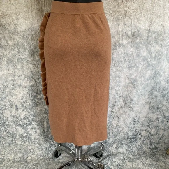 SOLD  Tea n Rose Tan Pencil Skirt with Ruffle - Picture 3 of 7